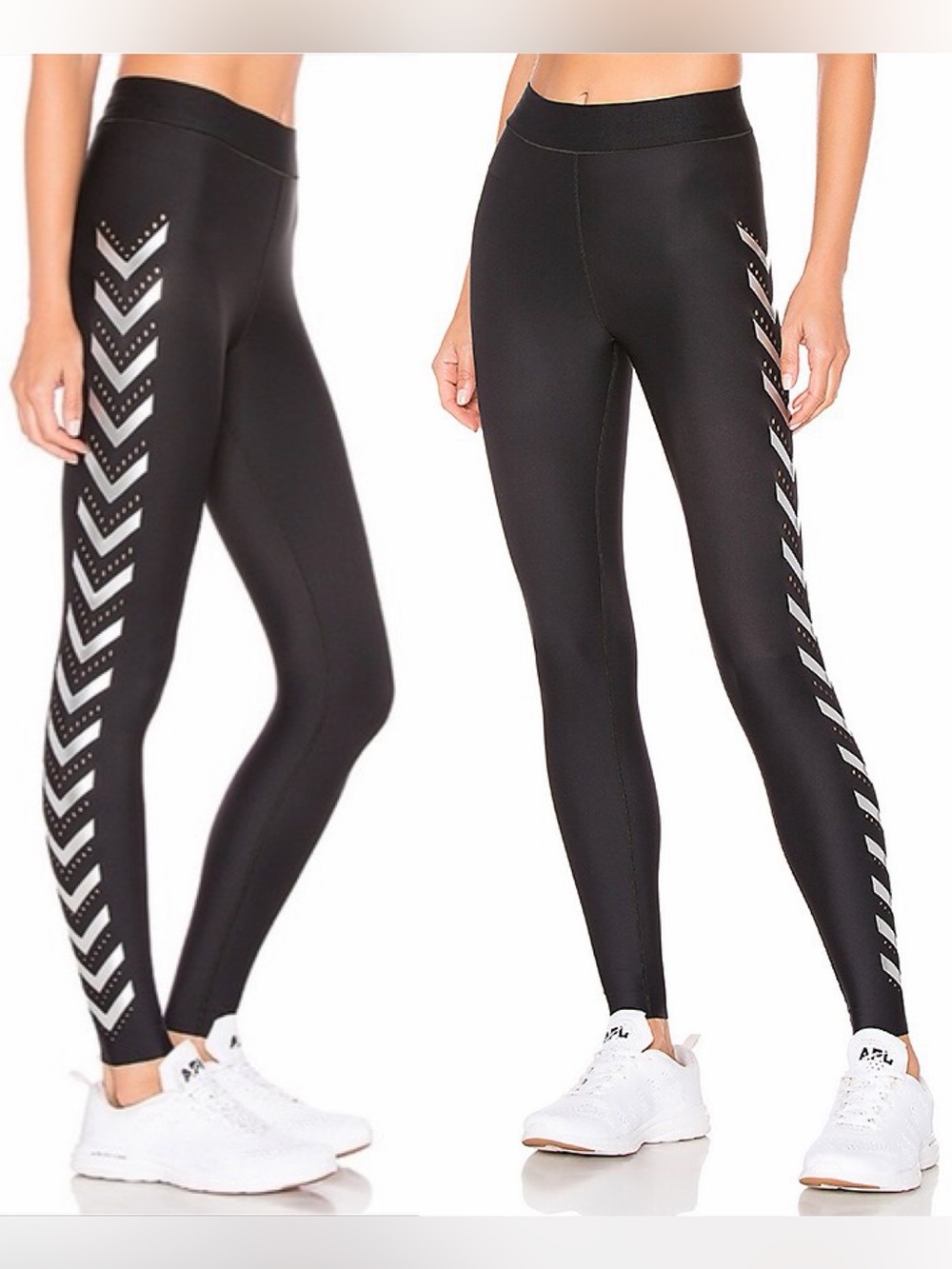 ultracor Ultra High Chevron Pixelate Leggings Made USA Women Small Black Silver